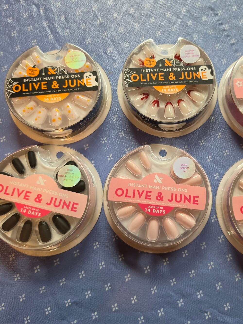 Lot Of 6 Olive & June Instant Press On Mani 14 Day Wear Medium Oval & Short